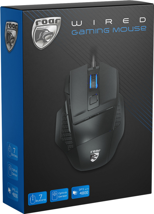 ROAR ενσύρματο gaming ποντίκι, οπτικό, 4800dpi, 7 πλήκτρα, μαύρο