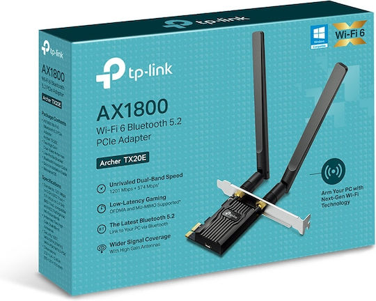 TP-LINK TX20E Wi-Fi 6 PCIe κάρτα 1775Mbps AX1800 (wifi)+ BlueTooth 5.3 - Image 3