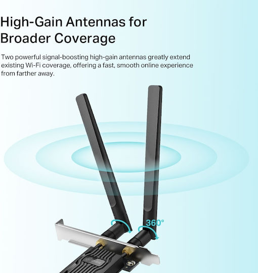 TP-LINK TX20E Wi-Fi 6 PCIe κάρτα 1775Mbps AX1800 (wifi)+ BlueTooth 5.3 - Image 4